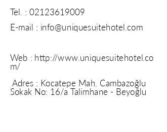 Unique Suite Hotel iletiim bilgileri
